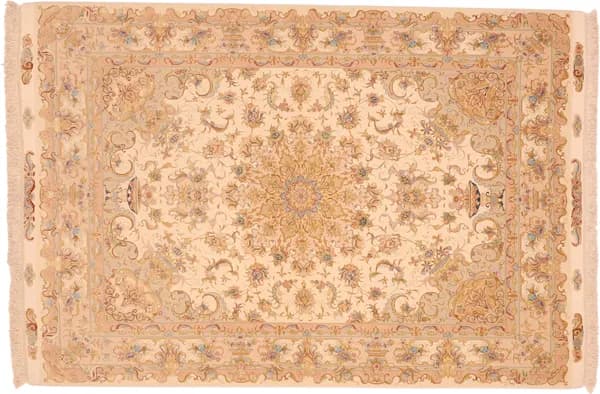 Handgeknüpfter Tabriz | Seidenkette Teppich, 215 × 146 cm, mit Seide — RUGSOCIETE Hamburg